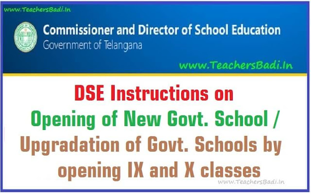 Instructions on New Govt School Opening,Upgradation by opening IX,X classes New Govt School Opening,Upgradation,opening IX,X classes