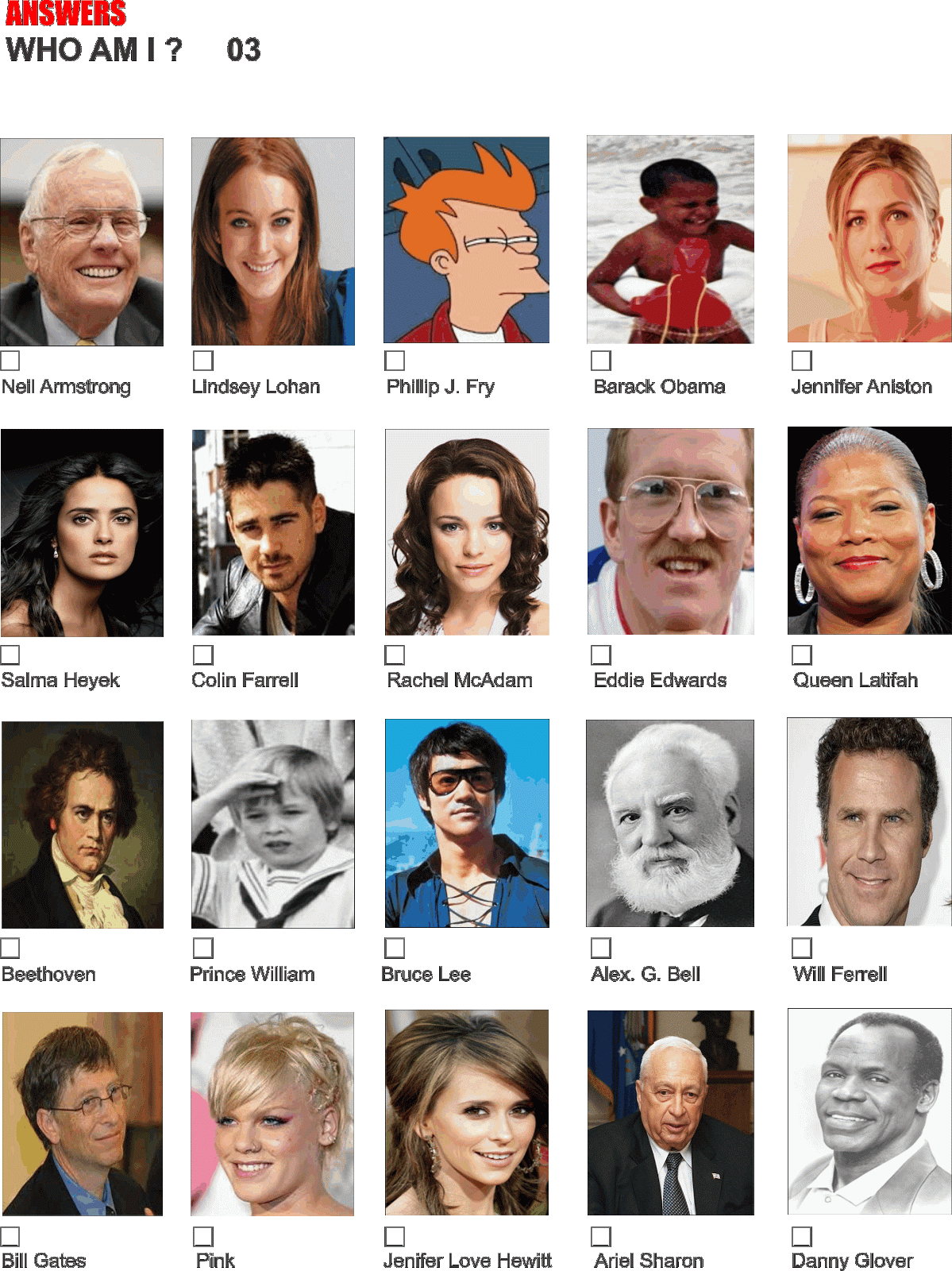Printable Celebrity Picture Quiz Printable Word Searches
