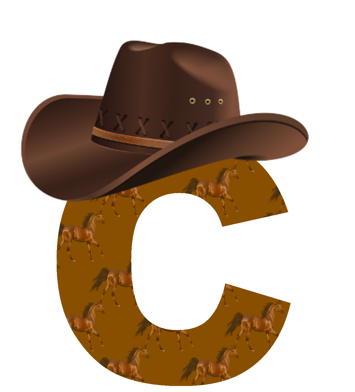 Abecedario con Caballos y Sombrero de Cowboy. Alphabet with Horses and