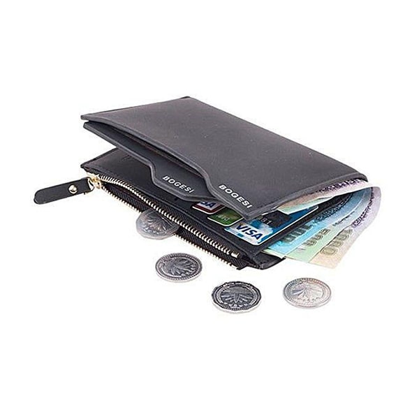 Bogesi Black Leather Wallet for Men