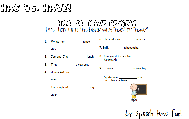 Reading Comprehension Stories: Has vs. Have!