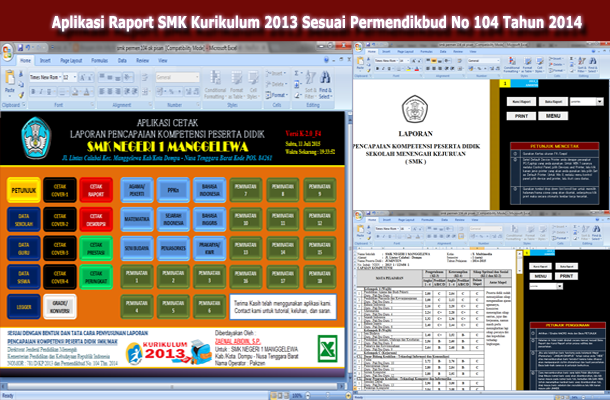 Aplikasi Raport SMK Kurikulum 2013 dengan Microsoft Excel Sesuai Permendikbud No 104 Tahun 2014
