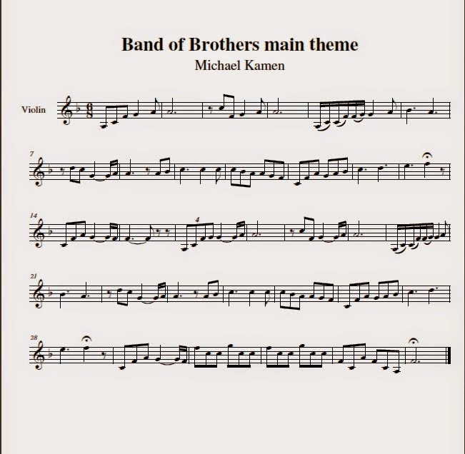 Partituras para Violino Band of Brothers Michael Kamen