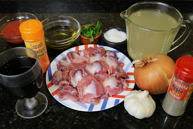 Ingredientes para mollejas de pollo en salsa
