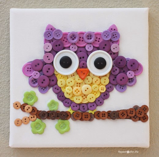 DIY Button Owl Art