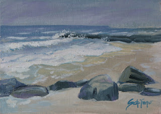 Ocean painting, jetty