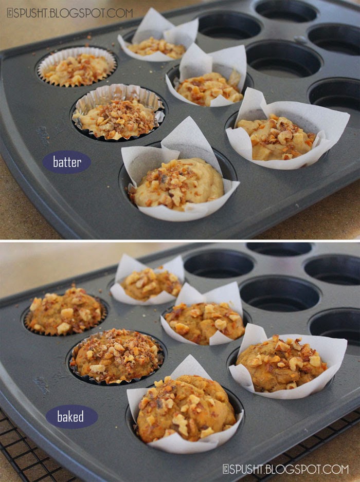 Spusht | Easy Banana Nut Muffins | Before and After Baking