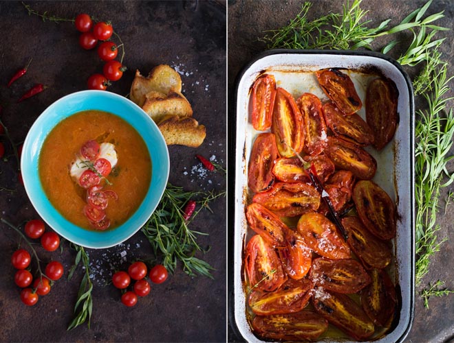 Gekühlte Tomatensauce aus ofengerösteten Tomaten Gekühlte Tomatensauce aus ofengerösteten Tomaten