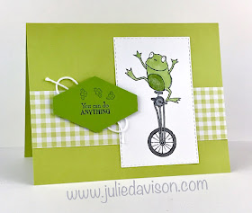 Stampin' Up! So Hoppy Together frog card ~ 2019 Sale-a-Bration ~ Gingham Gala ~ www.juliedavison.com