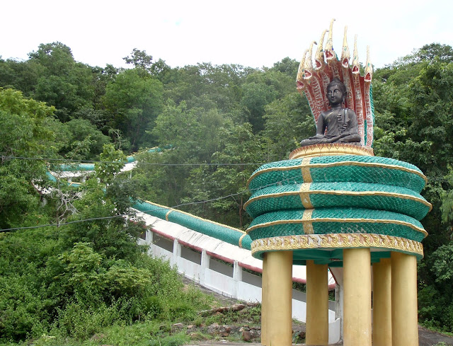Snake stairs up to the Wat Pha Po Paan Kam in Khon Kaen, Thailand