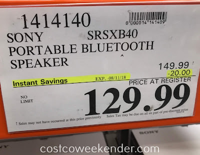 Deal for the Sony SRS-XB40 Wireless Speaker at Costco