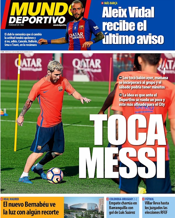 F.C. Barcelona, Mundo Deportivo: "Toca Messi"