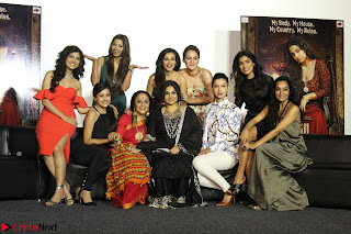 Vidya Balan with Ila Arun Gauhar Khan and other girls and star cast at Trailer launch of move Begum Jaan 008