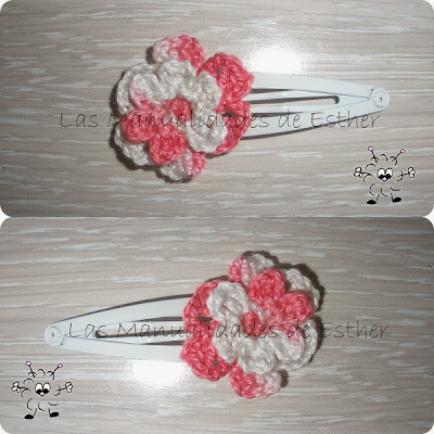 horquillas decoradas con flor a crochet