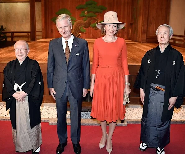 King Philippe and Queen Mathilde of Belgium enjoy traditional noh masked dance-drama in Osaka