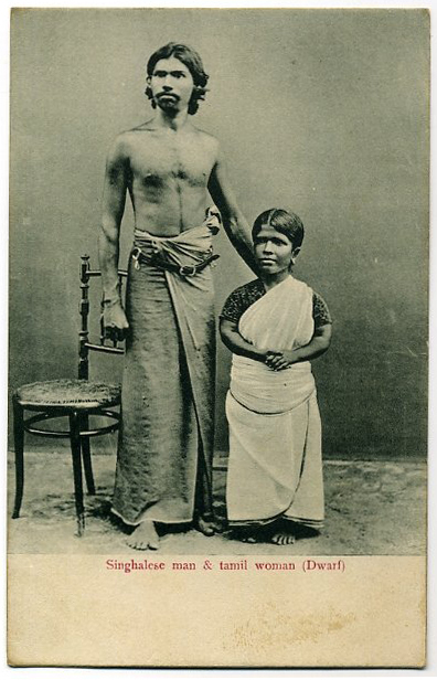 Post+card+of+Singhalese+Man+and+Tamil+Dwarf+Woman+-+Ceylon+%28Sri+Lanka%29.JPG (396×616)