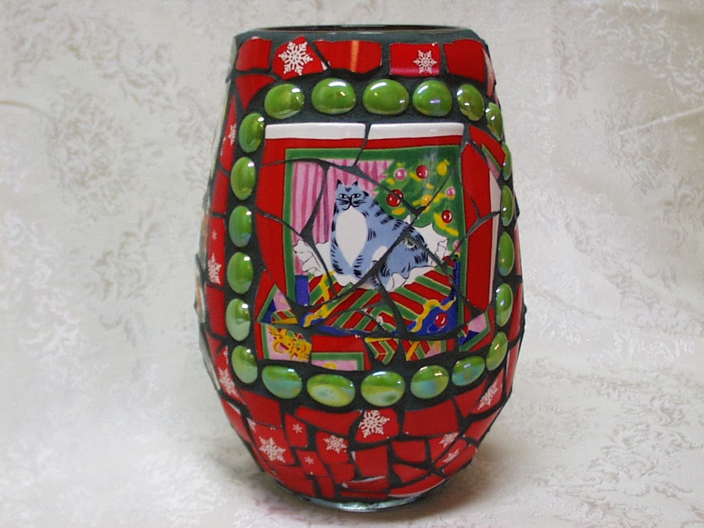 Christmas Kitty Vase