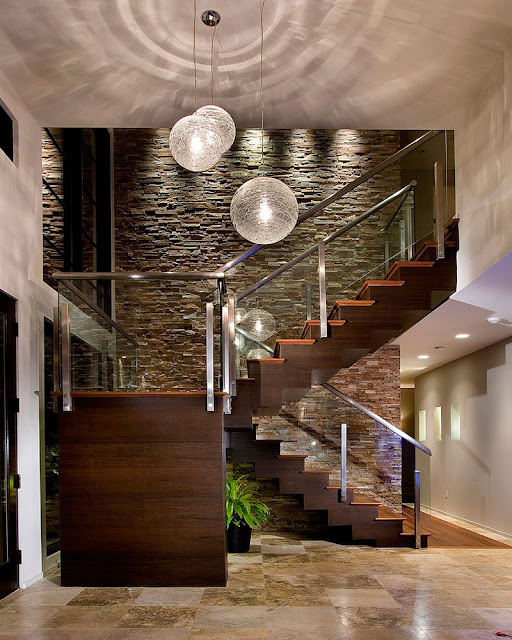 Modern wooden staircase 