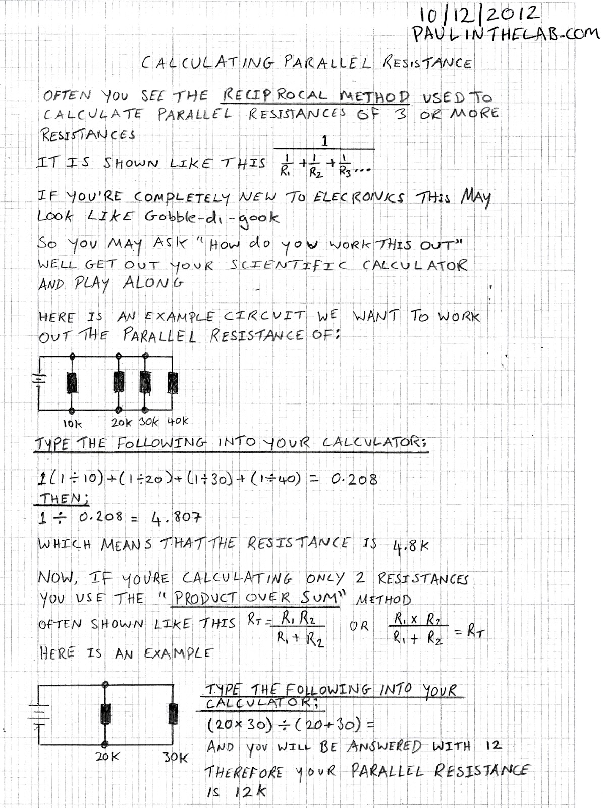 Paul In The Lab How To Work Out Parallel Resistance (If You're