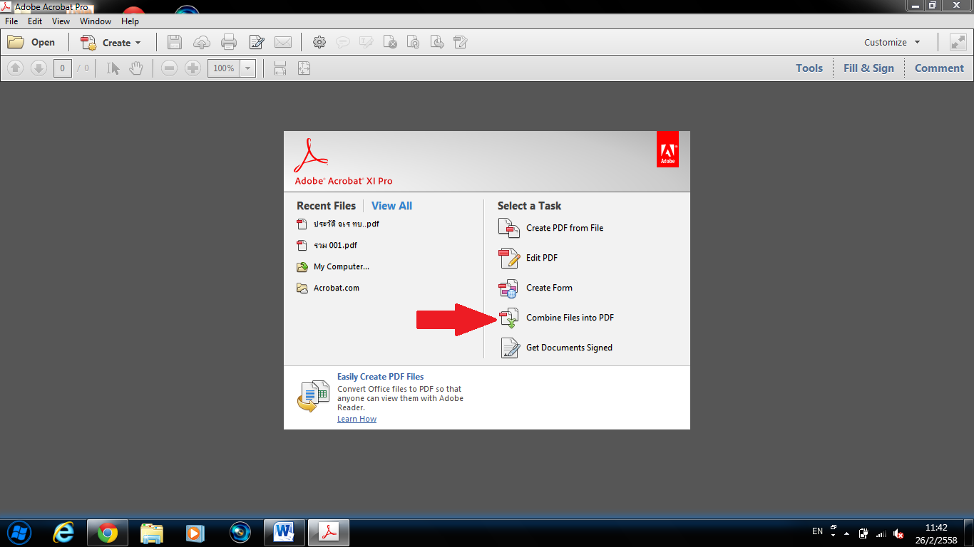 Thaifreewaredownload.Com: การรวมไฟล์ Office ด้วย โปรแกรม Adobe Acrobat Xi  Pro ให้เป็น ไฟล์ Pdf