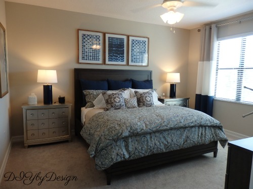 diy by design navy and beige master bedroom