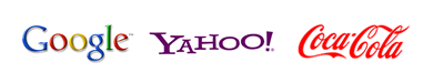 Google, Yahoo, Cocacola Logoları
