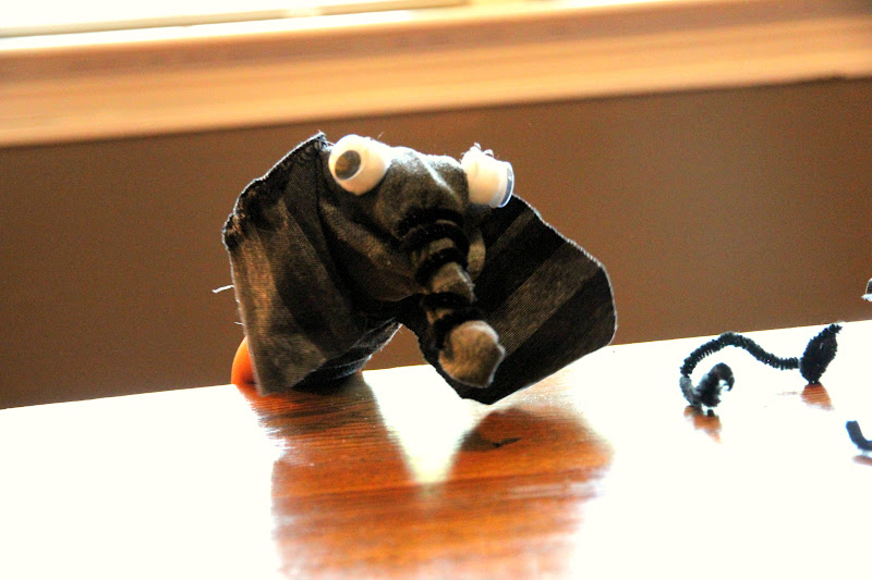 By the morning sun: Elephant sock puppets