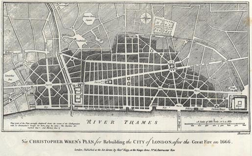 Nuevo diseño urbano de Londres | Reconstrucción incendio 1666 | Christopher Wren Nuevo diseño urbano de Londres | Reconstrucción incendio 1666 | Christopher Wren