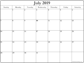 Free Printable Calendar July 2019 Free Printable Calendar July 2019