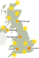 sunny conditions across the whole country in march