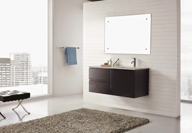 Manisa Wall Hung Single Basin Black Bathroom Vanity