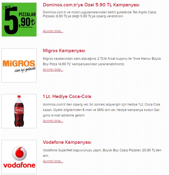 DOMİNOS PİZZA MENÜ FİYAT LİSTESİ VE KAMPANYALAR KayseriAnkara