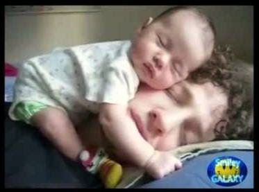 Baby schläft niedlich auf Papas Kopf witzige Familienbilder Baby schläft niedlich auf Papas Kopf witzige Familienbilder