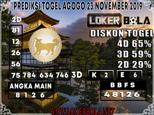PREDIKSI TOGEL AGOGO LOKERBOLA 23 NOVEMBER 2019