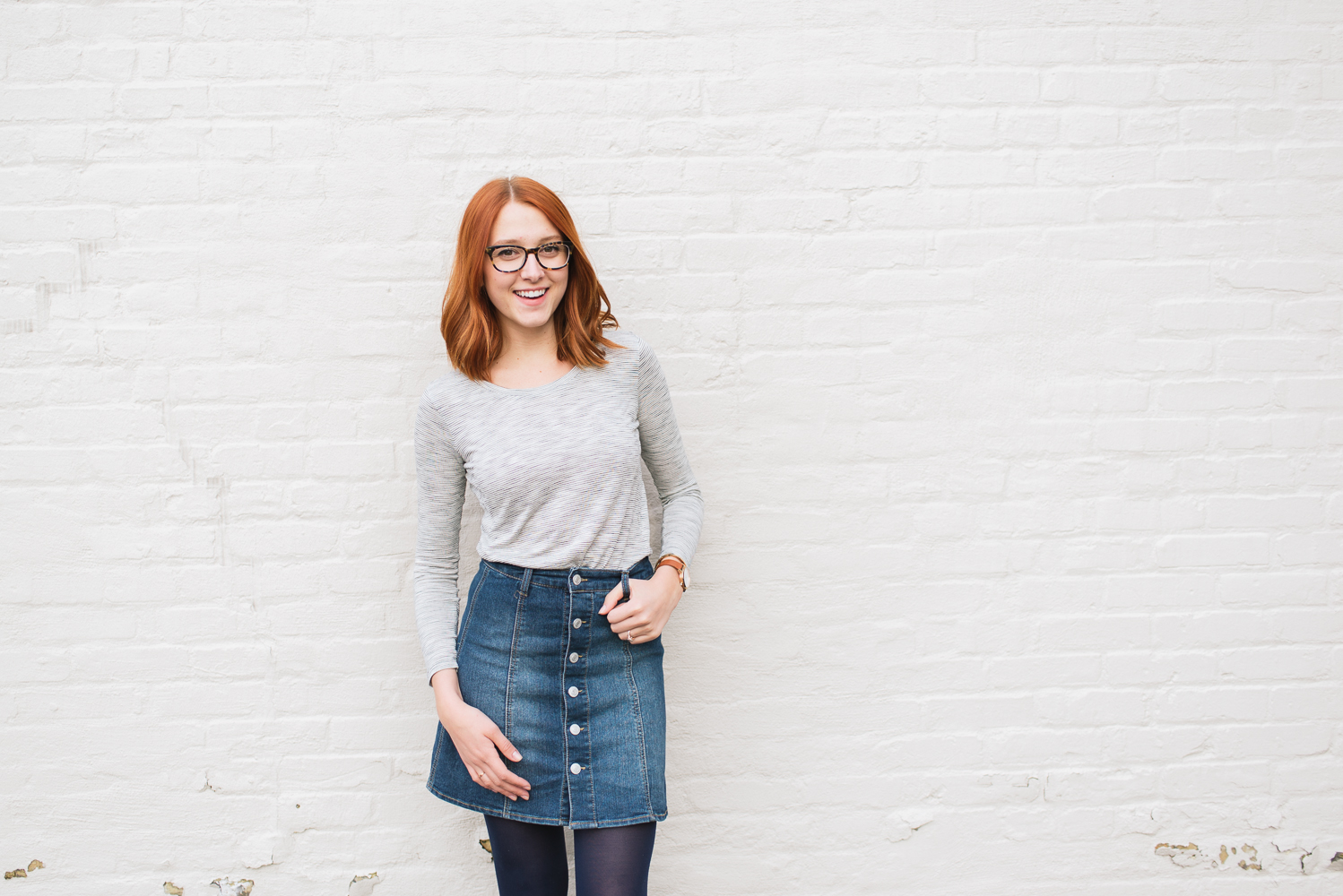 Beautyosuaurs Lex-Alex Good-Style Blog-Spring Outfit-Denim Skirt-Striped Shirt-Madewell Anthem Shirt-Warby Parker Finch Glasses-Nine West Loafers-Nixon Rose Gold Kensington Beautyosuaurs Lex-Alex Good-Style Blog-Spring Outfit-Denim Skirt-Striped Shirt-Madewell Anthem Shirt-Warby Parker Finch Glasses-Nine West Loafers-Nixon Rose Gold Kensington