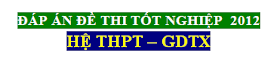 dap an de thi tot nghiep thpt mon toan nam 2012, de thi tn thpt va gdtx 2012