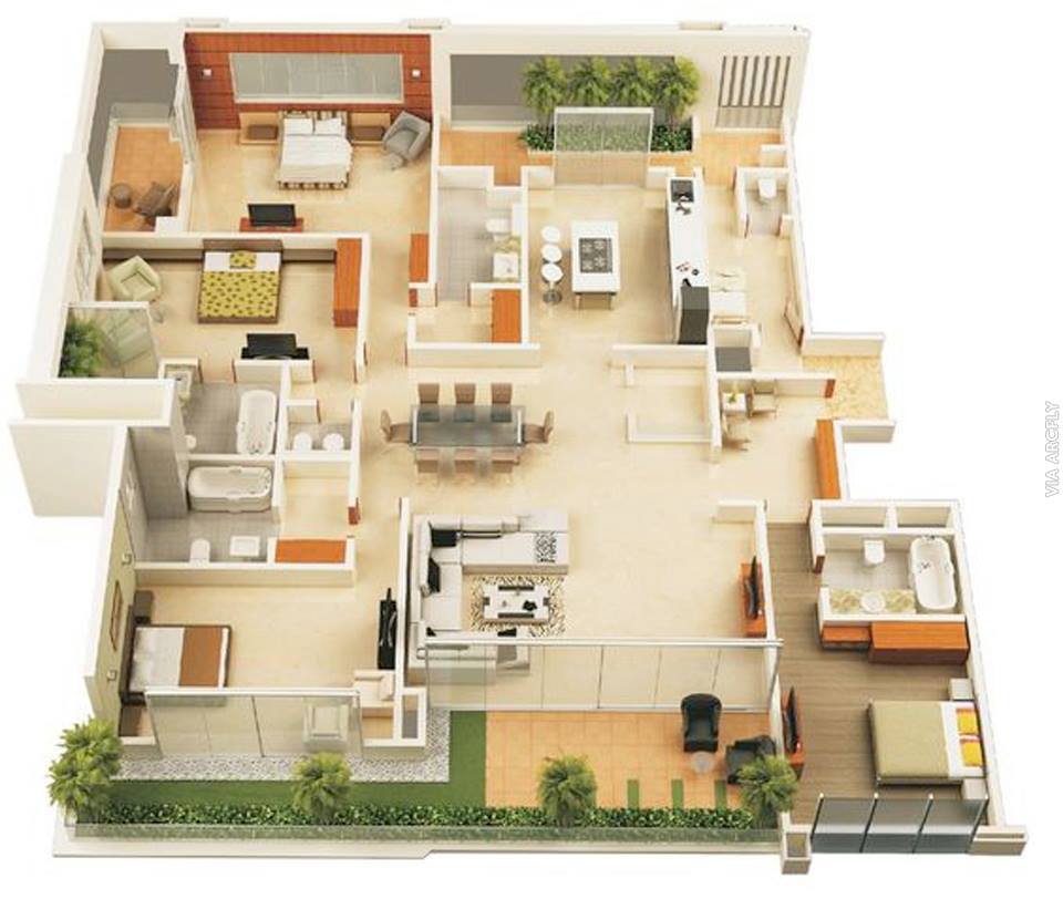 50 Denah Rumah Minimalis 3D 3 Kamar Tidur 2 Lantai dan 2 Kamar