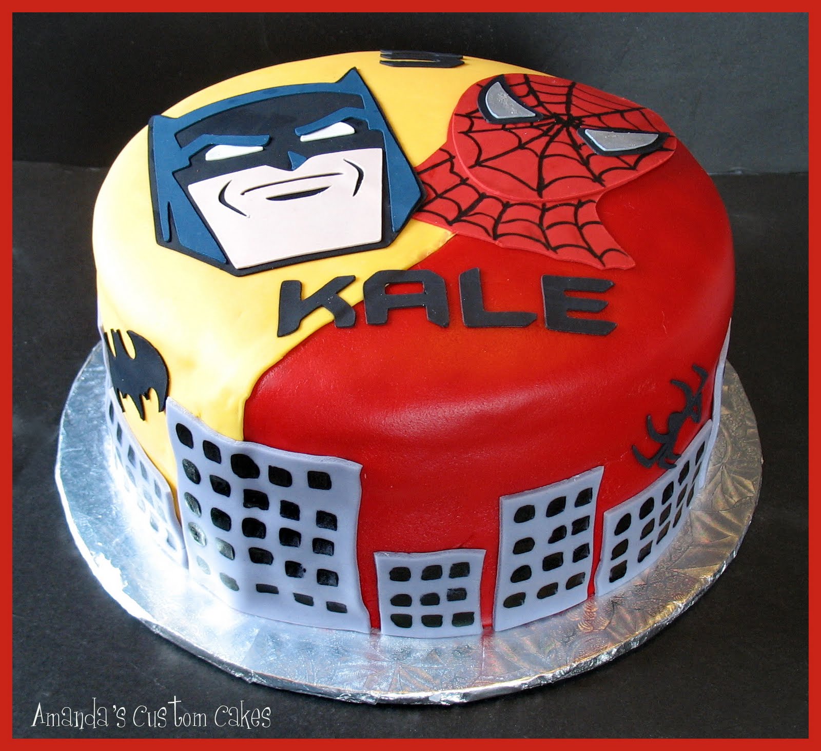 Amanda's Custom Cakes Batman/Spiderman Cake