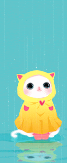 Gif de gatinho com Capa de chuva