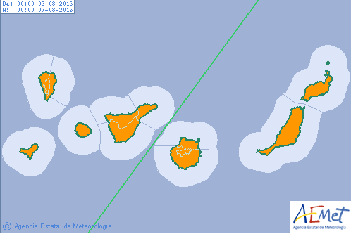 Aviso especial ola calor Canarias 5  y 6 agosto  alerta máxima