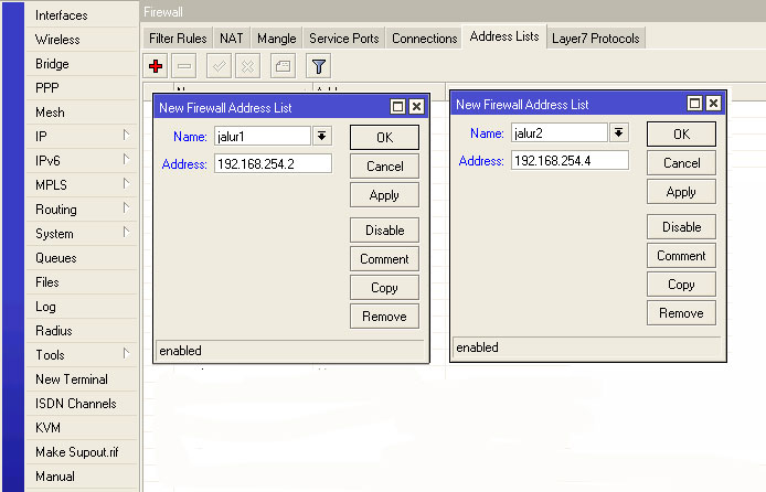 mikrotik load ip address firewall adress create