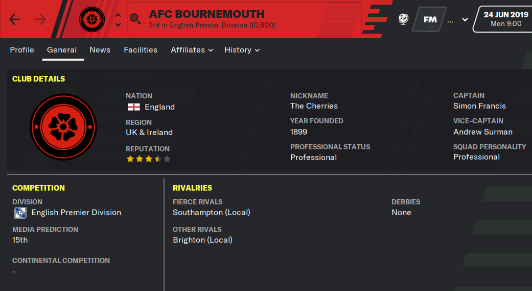 FM20 Club Analysis - AFC Bournemouth FM20 Club Analysis - AFC Bournemouth