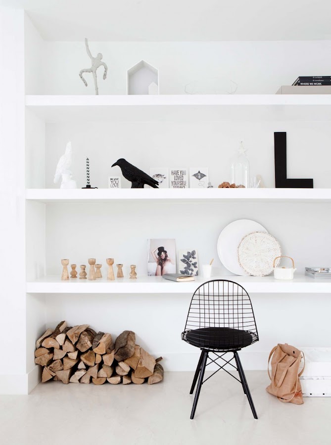 estanterias, estilo nordico, decoracion nordica, silla, madera, leña, interiorismo, barcelona, alquimia deco,