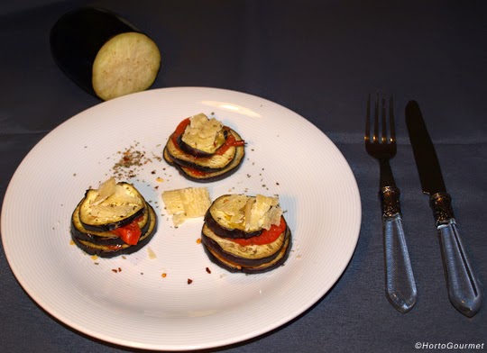 Milhojas de berenjena y tomate HortoGourmet