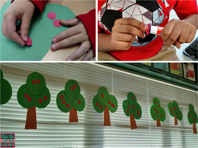 photo of students completing the apple tree craft