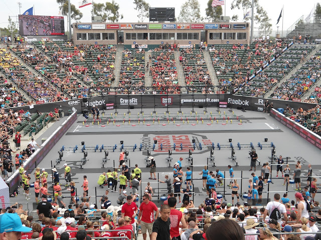 Ariel view of the Staples center stadium during the 2012 CrossFit Games 