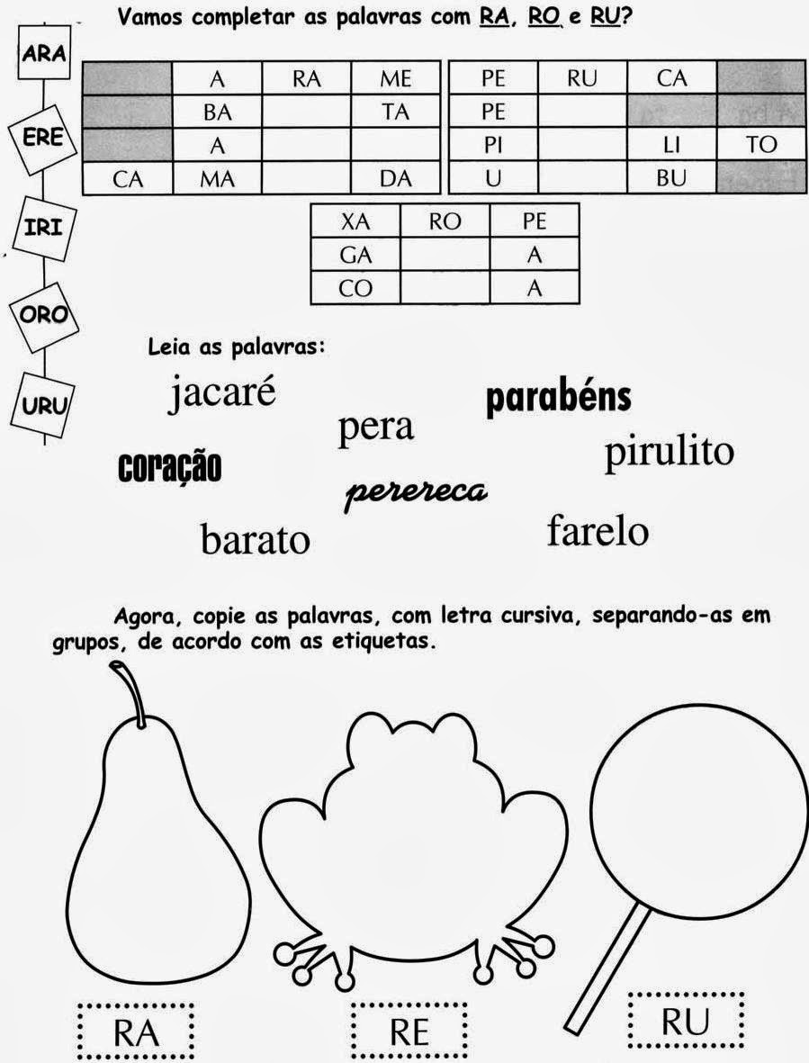 EU APRENDO.COM: Atividades com R (som fraco).