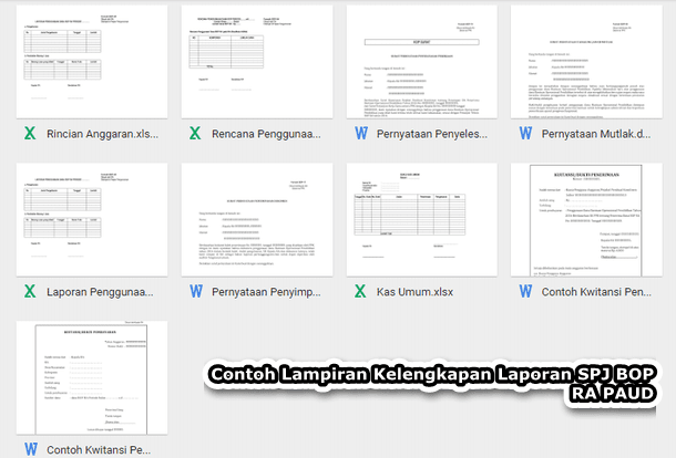 Contoh Lampiran Kelengkapan Laporan SPJ BOP RA PAUD