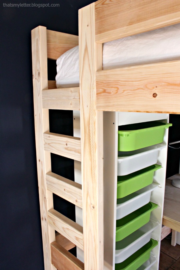 That's My Letter DIY Loft Bed with Lego Storage & Work Space
