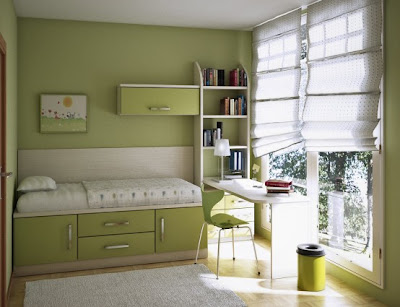 Clean Teen Green Dorm Room Design Idea